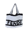 FENDI Black And White Logo Towel Tote Bag