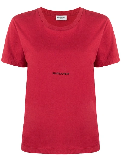 Saint Laurent Round Neck T-shirt In Red