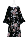 MARCHESA NOTTE MINI EMBROIDERED FLORAL DRESS