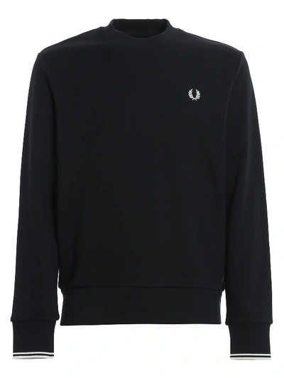 Fred Perry Embroidered Logo Crew-neck Sweatshirt In Black
