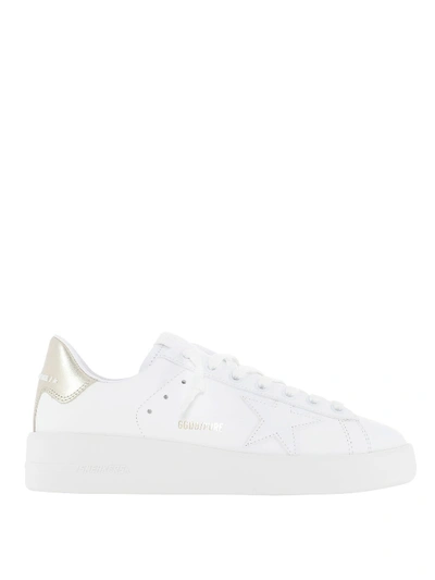 Golden Goose Pure Star Leather Sneakers In White,beige