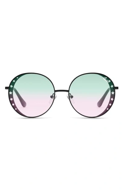 Quay X Lizzo Seeing Stars 54mm Round Sunglasses In Black/ Smoke Gradient