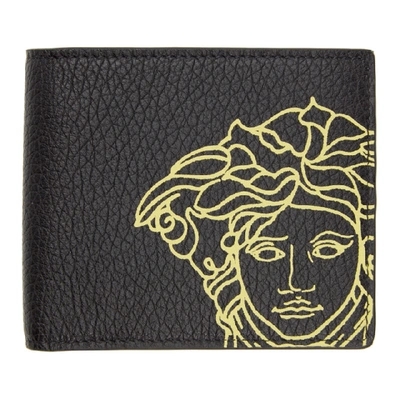 Versace Medusa-print Black Leather Wallet