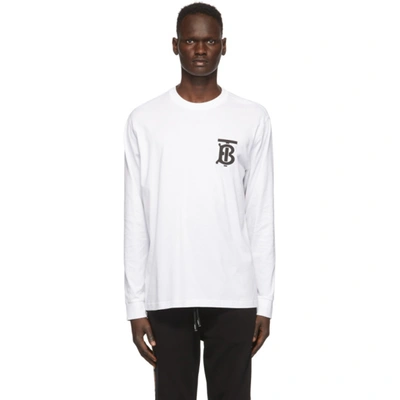 Burberry White Tb Monogram Atherton Long Sleeve T-shirt