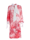 CLASS ROBERTO CAVALLI JUNGLE PRINT SHIRT DRESS IN WHITE AND RED