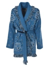 ALANUI BANDANA PRINTED CARDIGAN IN LIGHT BLUE CASHMERE