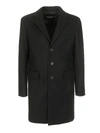 DSQUARED2 SINGLE-BREASTED COAT IN BLACK WOOL