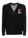 DSQUARED2 WOOL CARDIGAN WITH LOGO IN BLACK