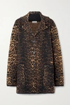 SAINT LAURENT LEOPARD-JACQUARD WOOL-BLEND COAT