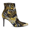 VERSACE JEANS COUTURE VERSACE JEANS COUTURE BLACK AND GOLD BAROQUE SOCK BOOTS