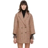 RED VALENTINO PINK PLAID DOUBLE BREASTED COAT