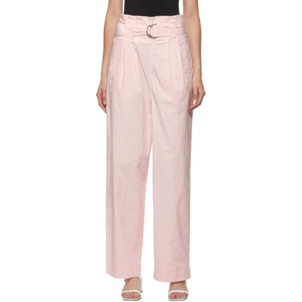 Ganni Belted Cotton-blend Ripstop Wide-leg Pants In Cherry Blossom  display picture 1