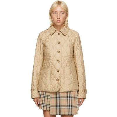 Burberry Beige Quilted Diamond Thermoregulated Jacket In Multi-colored