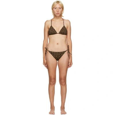 Burberry Monogram Print Triangle Bikini In Brown