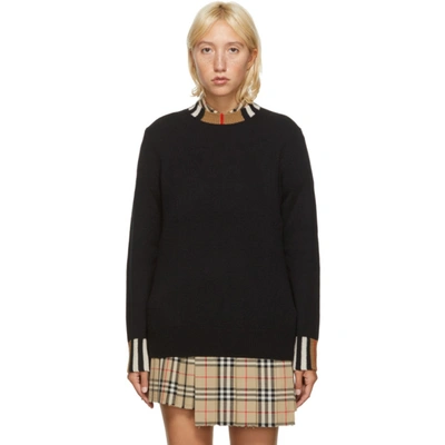 Burberry Striped Cashmere Sweater In Black