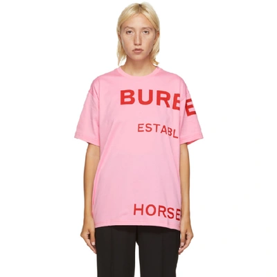 Burberry Horseferry Print Oversized T-shirt In Pink