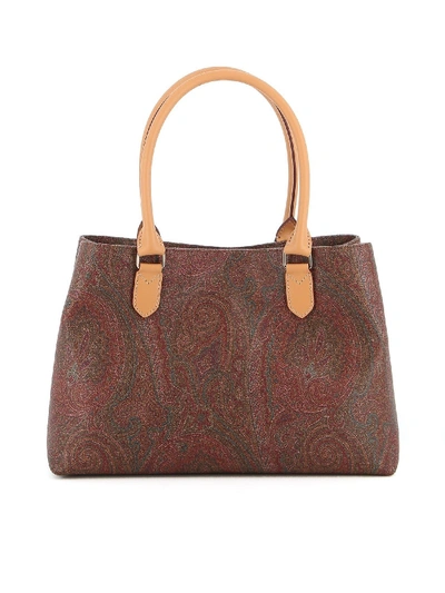 Etro Paisley Print Shopping Bag In Brown