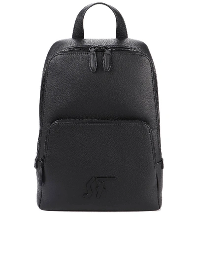 Ferragamo Men's Firenze Medium Leather Sling Backpack In Black