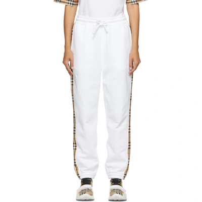 Burberry Raine Vintage Check Side Stripe Cotton Trackpants In A1464 White