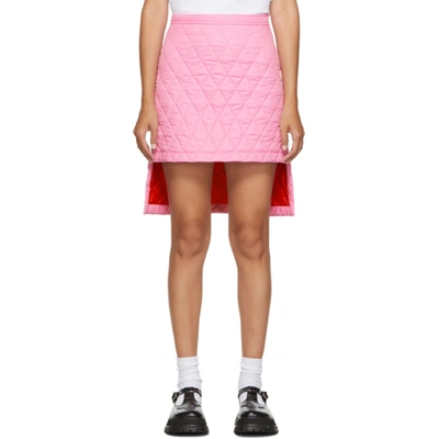 Burberry Asymmetric Diamond Quilted Skirt In Pink,red