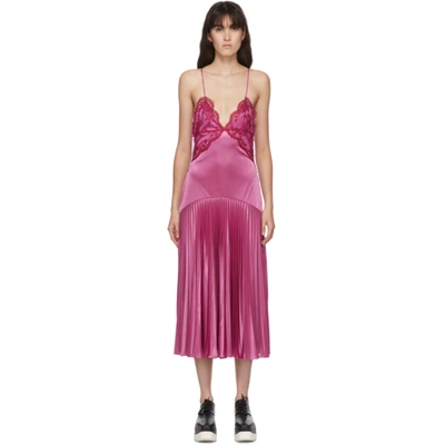 Christopher Kane Lace Detail Pleated Dress In Pink