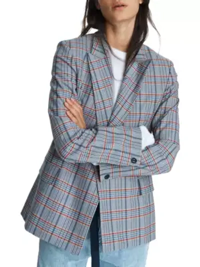 Rag & Bone Elise Double-breasted Check Wool-blend Blazer In Grey Check
