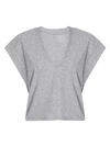 Frame Le High Rise V-neck T-shirt In Gris Heather