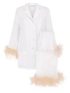 Sleeper 2-piece Ostrich Feather Trim Pajama Set In White