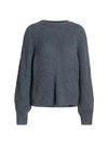 THE KOOPLES MIXED CABLE KNIT BLOUSON-SLEEVE SWEATER,0400013036484