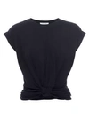 Frame Knotted Roll-sleeve T-shirt In Noir