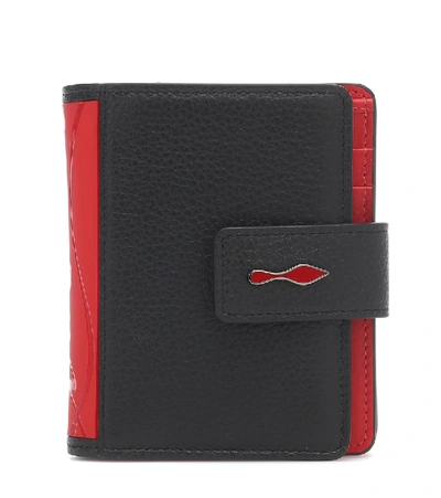Christian Louboutin Paloma Rubber-trimmed Textured-leather Wallet In Black
