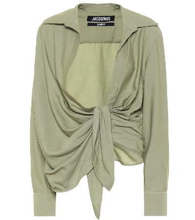 Jacquemus Bahia Tie-front Twill Shirt In Green