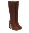 GUCCI SUEDE KNEE-HIGH PLATFORM BOOTS,P00488747