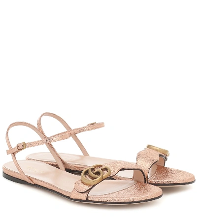 Gucci Marmont Leather Sandals In Pink