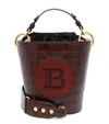 BALMAIN B SADDLER LEATHER BUCKET BAG,P00508436