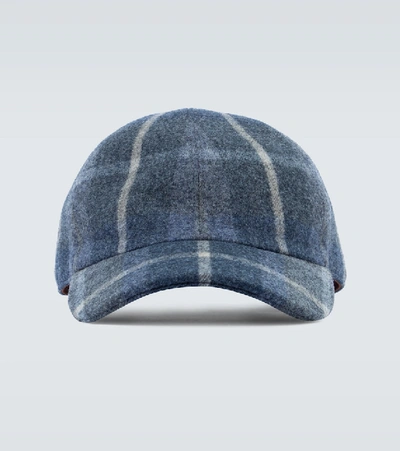 Loro Piana Checked Printed Hat In Blue