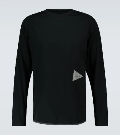 And Wander Hybrid Technical-mesh Long-sleeved T-shirt In Black