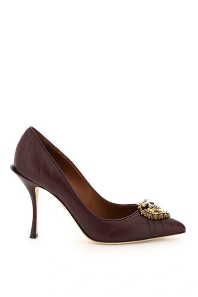 Dolce & Gabbana Devotion Leather Pumps In Red