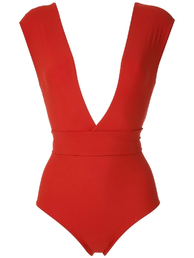 Haight Plunging Neck One-piece In Red