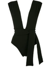 Haight Black Crepe V One-piece Swimsuit In Black