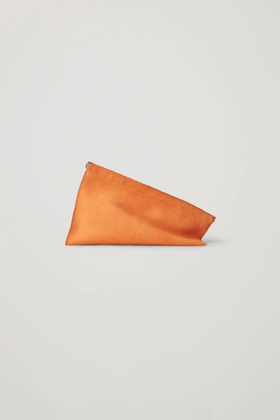 Cos Suede Geometric Clutch Bag In Orange