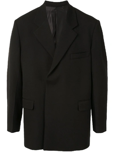 Solid Homme Single-breasted Wool Blazer In Black