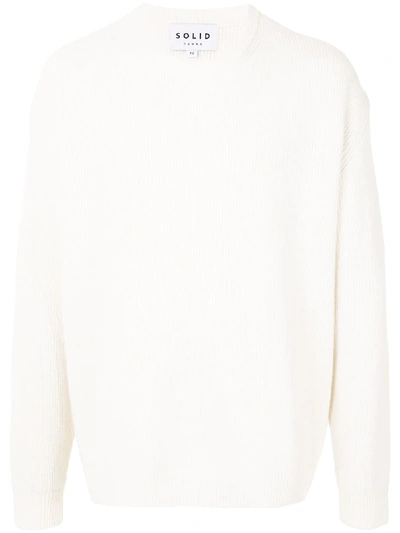 Solid Homme Ribbed Knit Jumper In White