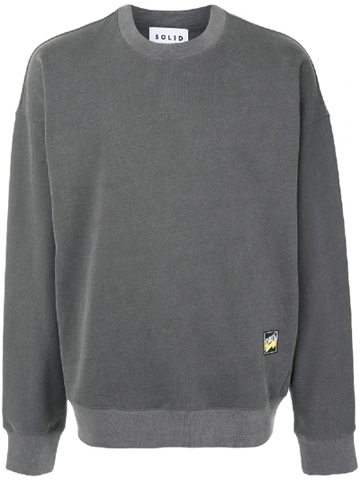 Solid Homme Graphic Print Crewneck Sweatshirt In Grey
