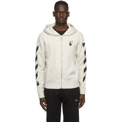 Off-white Caravaggio Arrow Slim Hoodie In White In 0810 Grymel