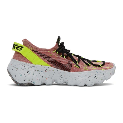 Nike Space Hippie 04 Space Waste Flyknit Sneakers In Lemon Venom/black/light Arctic Pink
