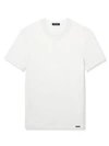 Tom Ford Lyocell Cotton Short Sleeve Crewneck T-shirt White In White