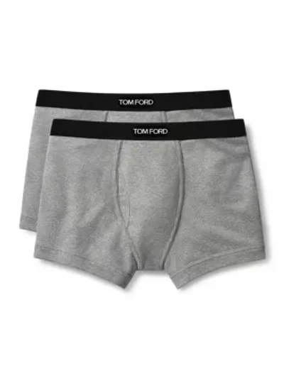 Tom Ford Mens Grey Logo-waistband Stretch-cotton Boxers Pack Of Two Xl In Gray