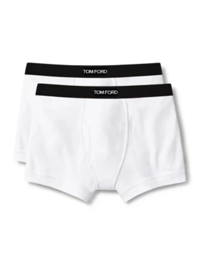 Tom Ford Men's 2-pack Stretch-cotton Logo Boxer Briefs In White