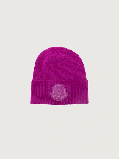 Moncler Berretto Tricot Beanie In Pink & Purple